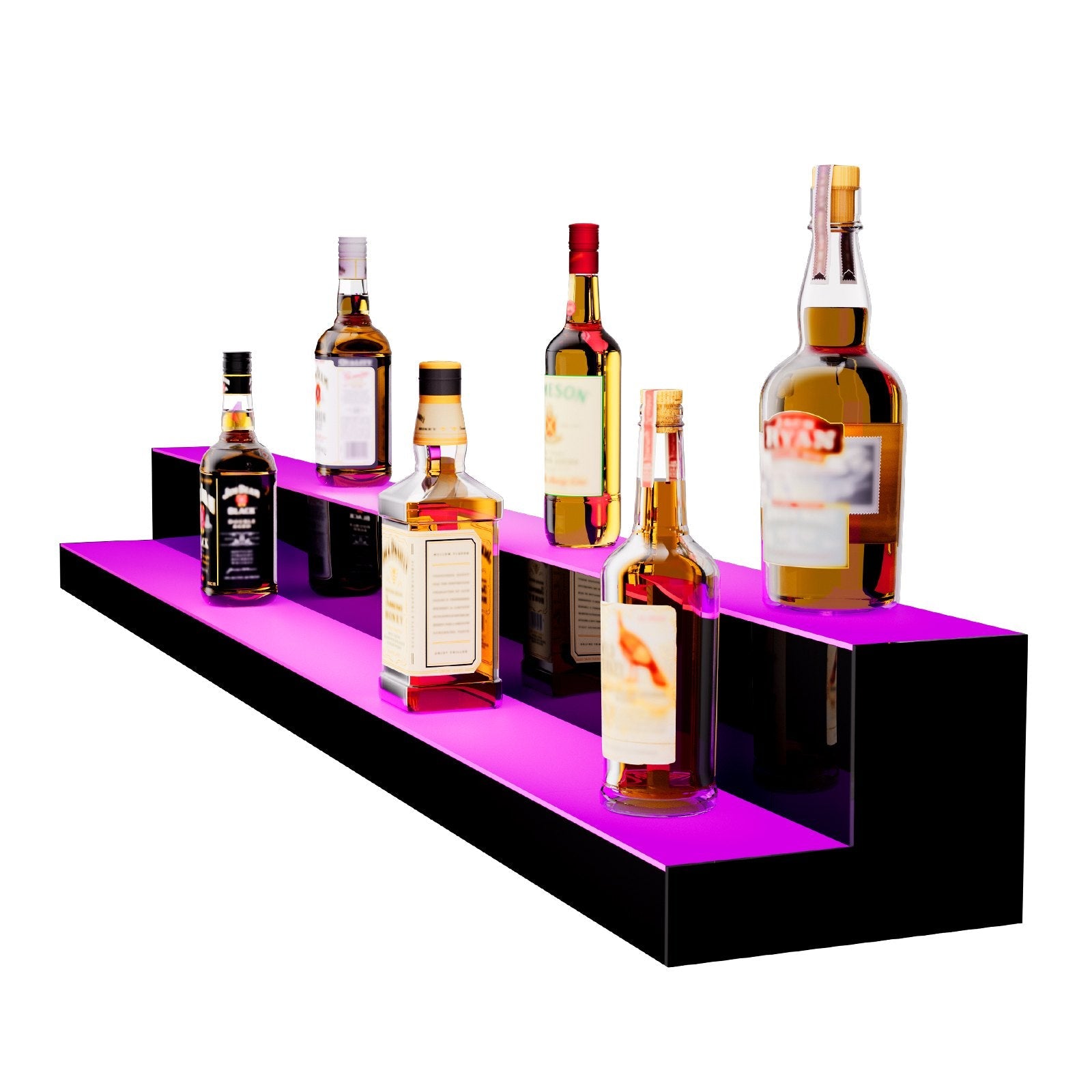 VEVOR LED Lighted Liquor Bottle Display Bar Shelf RF & App Control 60" 2-Step 