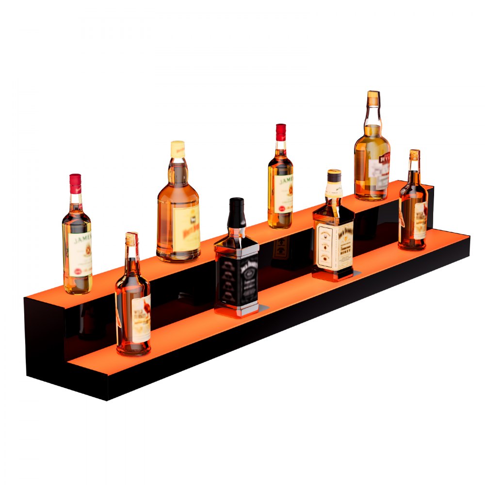 VEVOR LED Lighted Liquor Bottle Display Bar Shelf RF & App Control 48" 2-Step 