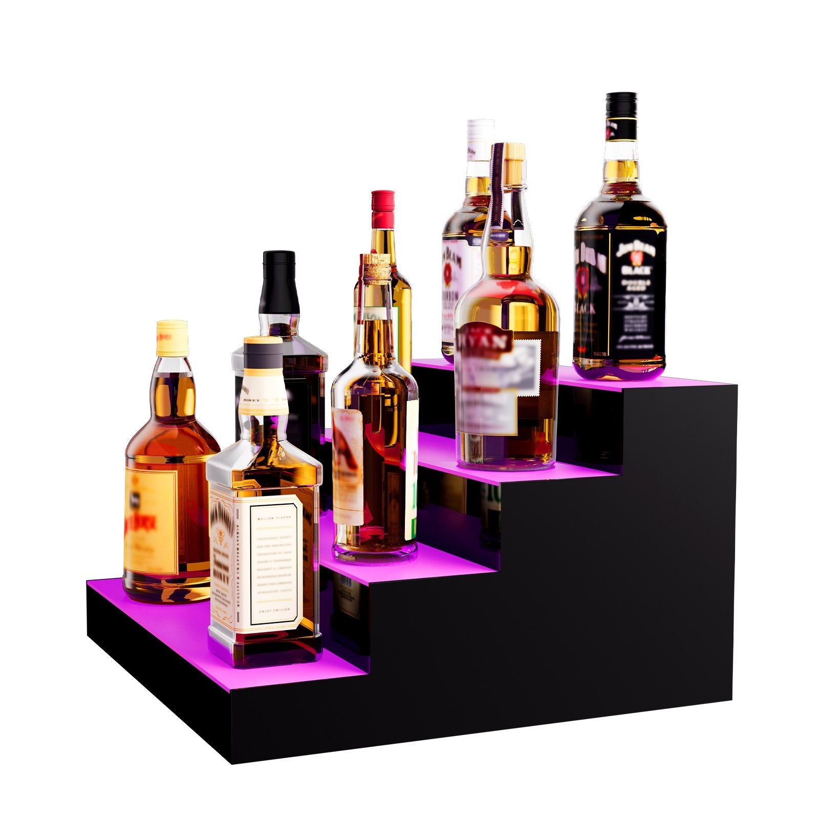 VEVOR LED Lighted Liquor Bottle Display Bar Shelf RF & App Control 16" 4-Step 