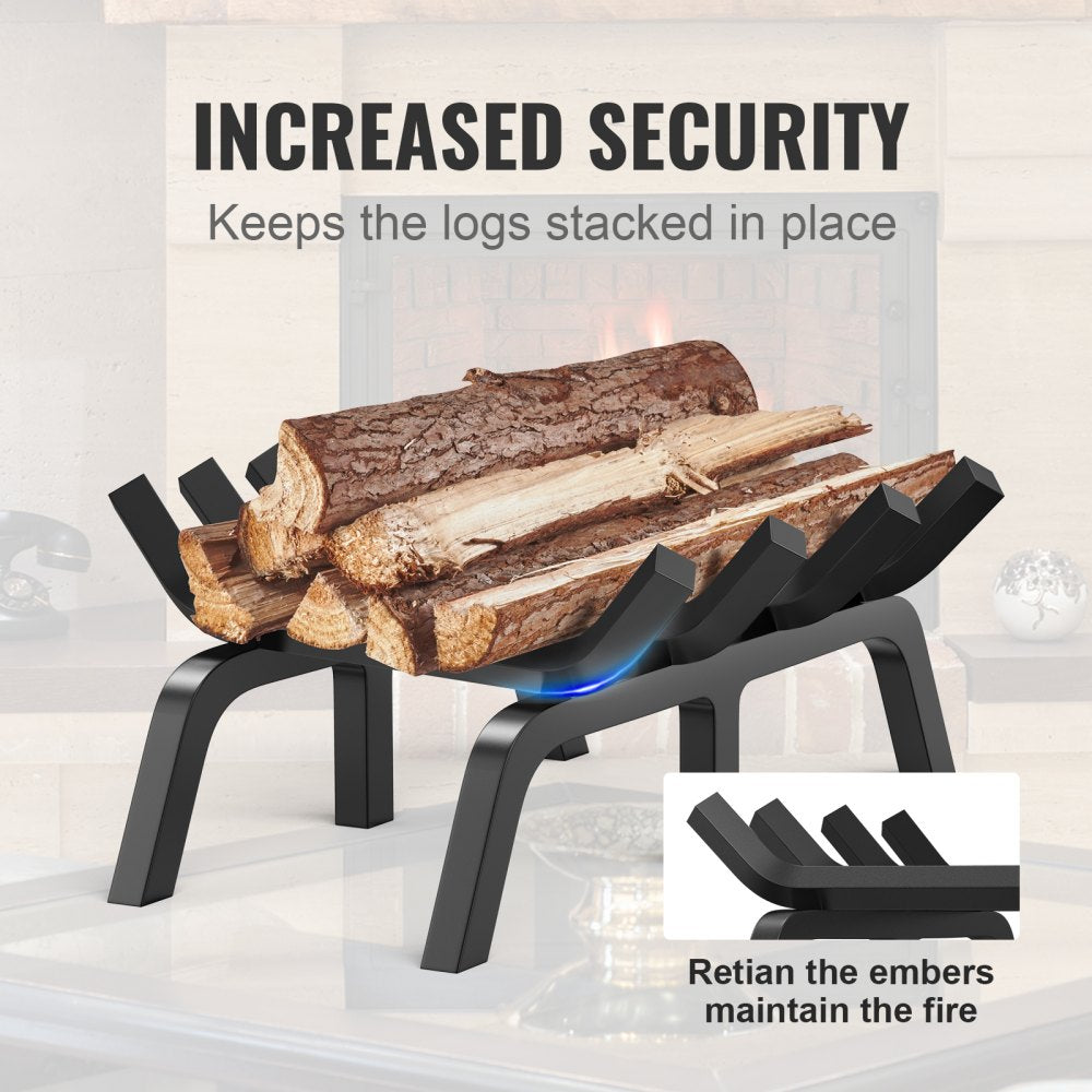 VEVOR Fireplace Log Grate, 18 inch Heavy Duty Fireplace Grate with 6 Support Legs, 3/4’’ Solid Powder-coated Steel Bars, Log Firewood Burning Rack Holder for Indoor and Outdoor Fireplace 