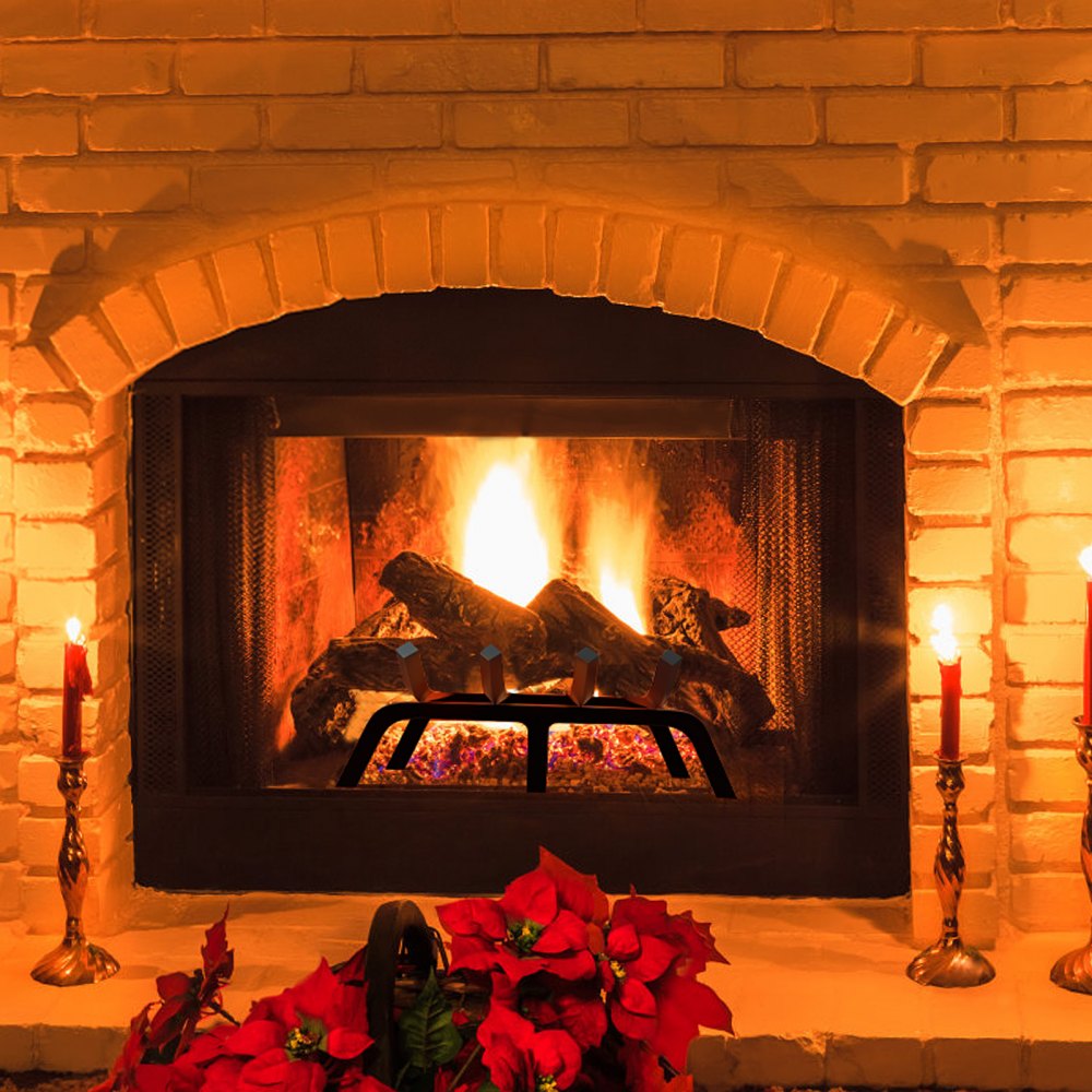 VEVOR Fireplace Log Grate, 18 inch Heavy Duty Fireplace Grate with 6 Support Legs, 3/4’’ Solid Powder-coated Steel Bars, Log Firewood Burning Rack Holder for Indoor and Outdoor Fireplace 