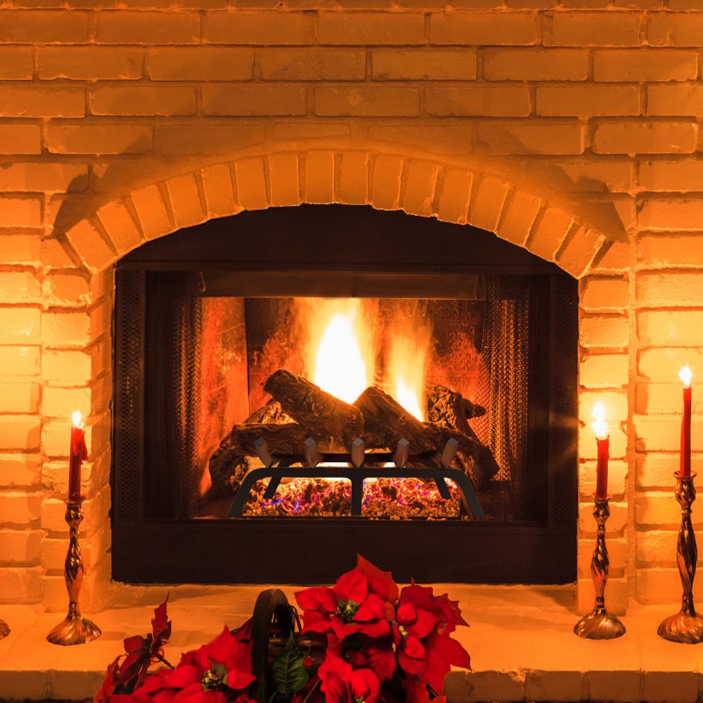 VEVOR Fireplace Log Grate, 21 inch Heavy Duty Fireplace Grate with 6 Support Legs, 3/4’’ Solid Powder-coated Steel Bars, Log Firewood Burning Rack Holder for Indoor and Outdoor Fireplace 