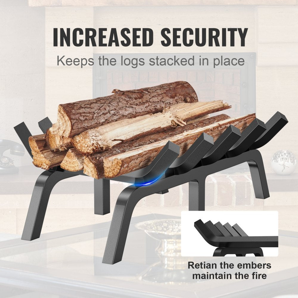 VEVOR Fireplace Log Grate, 24 inch Heavy Duty Fireplace Grate with 6 Support Legs, 3/4’’ Solid Powder-coated Steel Bars, Log Firewood Burning Rack Holder for Indoor and Outdoor Fireplace 