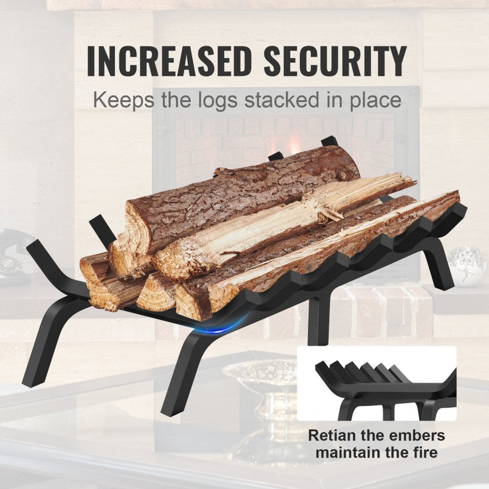 VEVOR Fireplace Log Grate, 27 inch Heavy Duty Fireplace Grate with 6 Support Legs, 3/4’’ Solid Powder-coated Steel Bars, Log Firewood Burning Rack Holder for Indoor and Outdoor Fireplace 