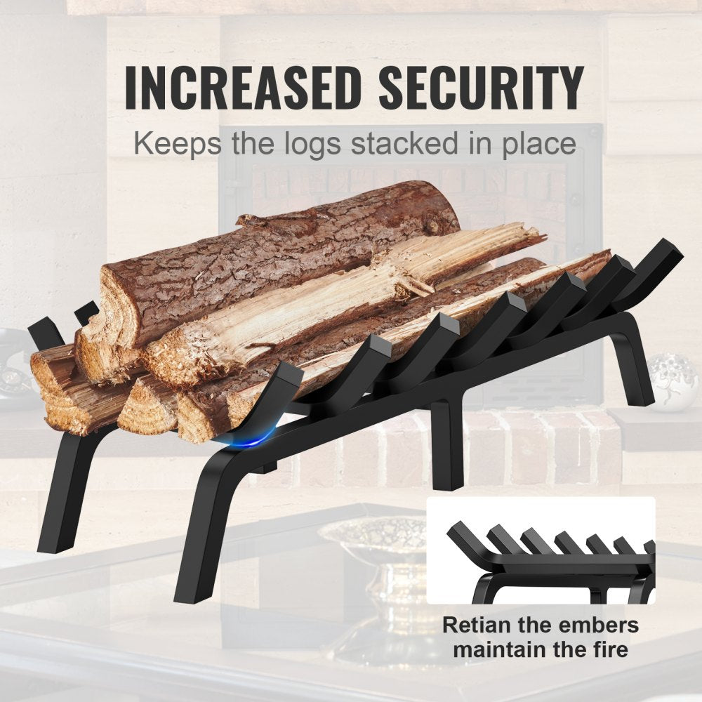 VEVOR Fireplace Log Grate, 30 inch Heavy Duty Fireplace Grate with 6 Support Legs, 3/4’’ Solid Powder-coated Steel Bars, Log Firewood Burning Rack Holder for Indoor and Outdoor Fireplace 