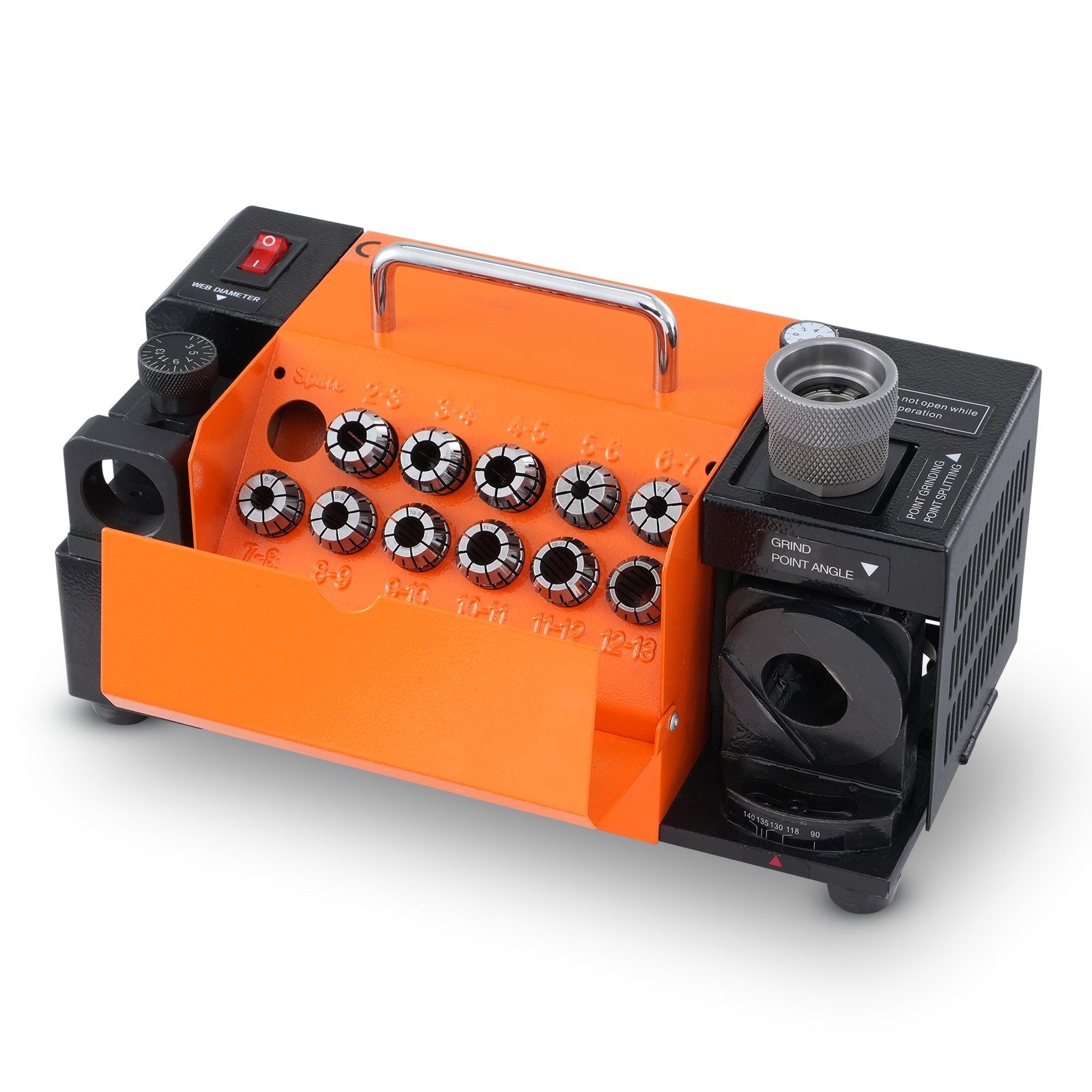 VEVOR Drill Bits Sharpener, 3-13mm Bits Grinder Sharpener, Lip Relief Angle & 95°-135° Point Angle Adjustable Drill Bit Re-Sharpener, Portable Sharpening Machine with 11 Collets, CBN & SDC Wheel 