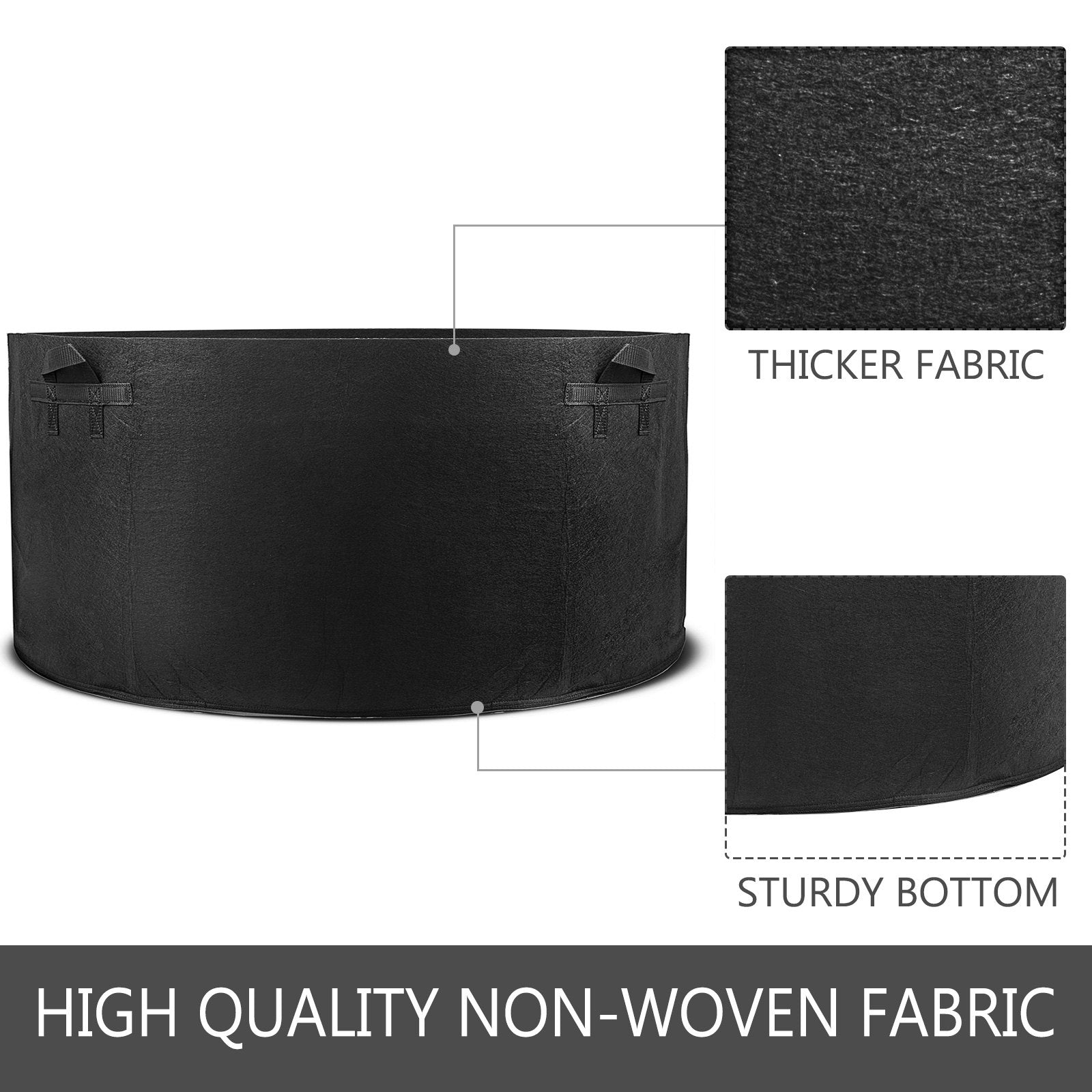 VEVOR Plant Grow Bag Fabric 5-Pack 400 Gallon Plant Grow Bag Aeration Fabric Pots with Handles Black Grow Bag Plant Container for Garden Planting Washable and Reusable 