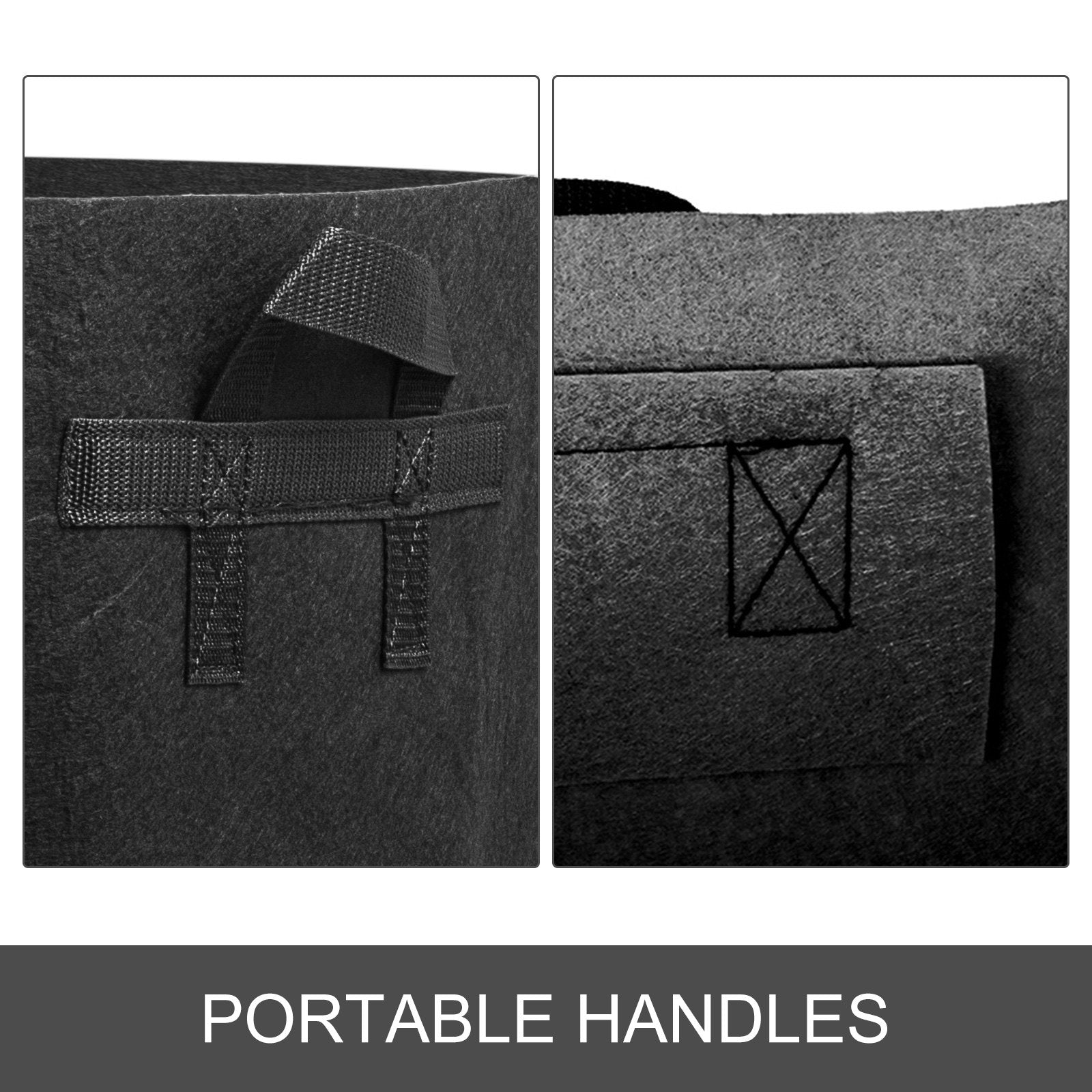 VEVOR Plant Grow Bag Fabric 5-Pack 400 Gallon Plant Grow Bag Aeration Fabric Pots with Handles Black Grow Bag Plant Container for Garden Planting Washable and Reusable 