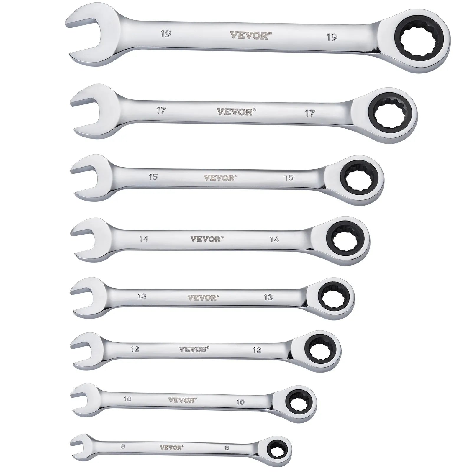 VEVOR Combination Wrench Set 30 PCS SAE 1/4" to 1", Metric 8-24mm Organizer Rack