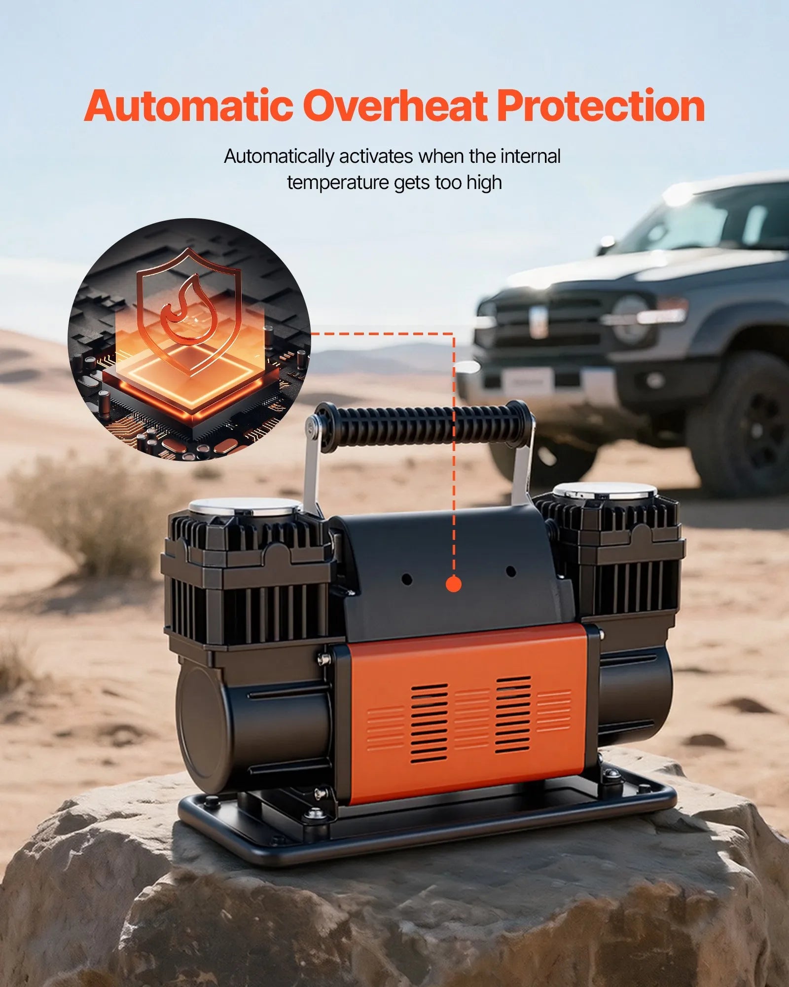 VEVOR Dual-Cylinder Heavy Duty Air Compressor, 10.6CFM Portable Tire Inflator, 12V 150PSI Offroad Air Pump with Digital Pressure Gauge & Adapters for Truck Car SUV 4 x 4 Vehicle RV 