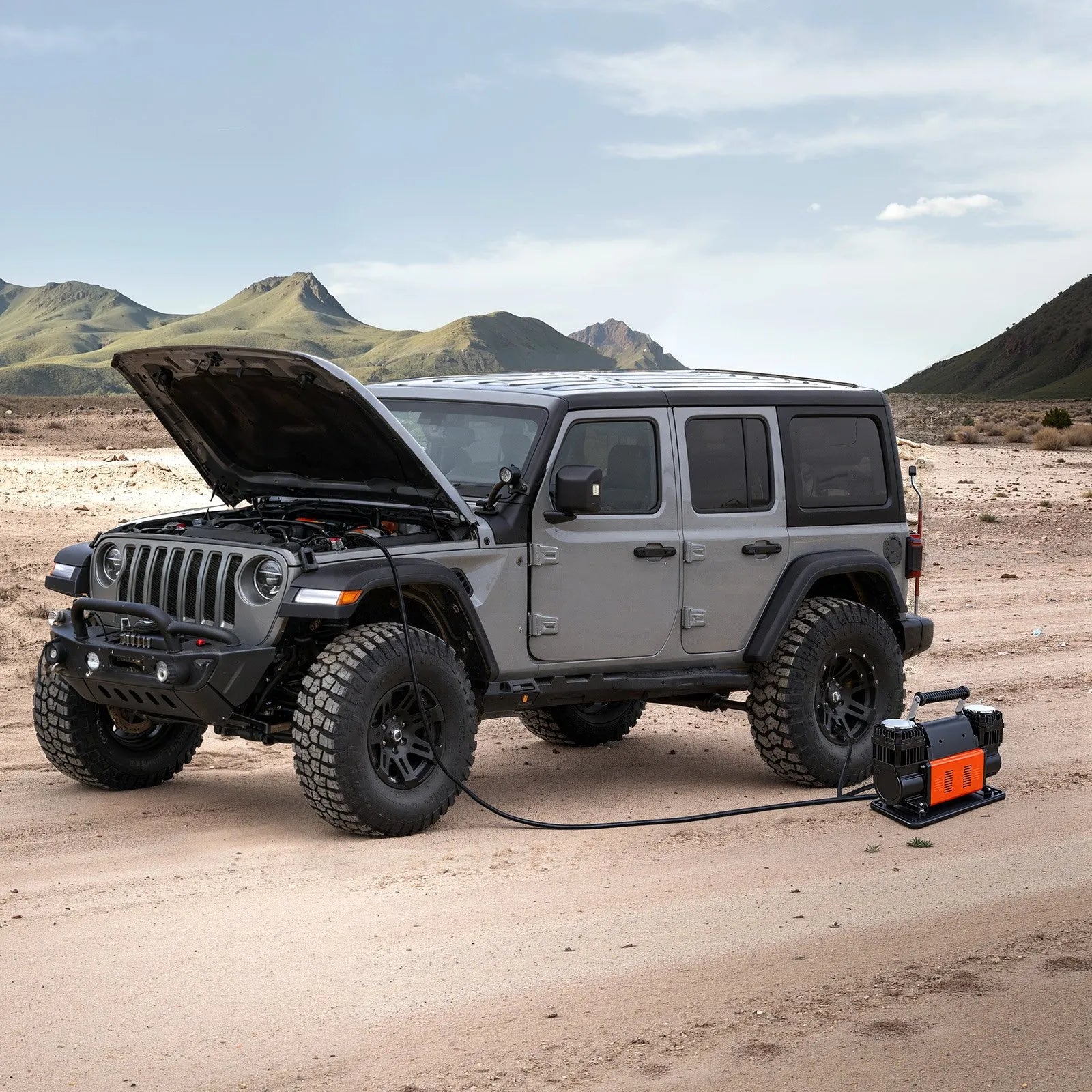 VEVOR Dual-Cylinder Heavy Duty Air Compressor, 10.6CFM Portable Tire Inflator, 12V 150PSI Offroad Air Pump with Digital Pressure Gauge & Adapters for Truck Car SUV 4 x 4 Vehicle RV 