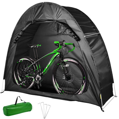 VEVOR Bike Cover Storage Tent, 420D Oxford Portable for 2 Bikes, Outdoor Waterproof Anti-Dust Bicycle Storage Shed, Heavy Duty for Bikes, Lawn Mower, and Garden Tools, w/ Carry Bag and Pegs, Black 