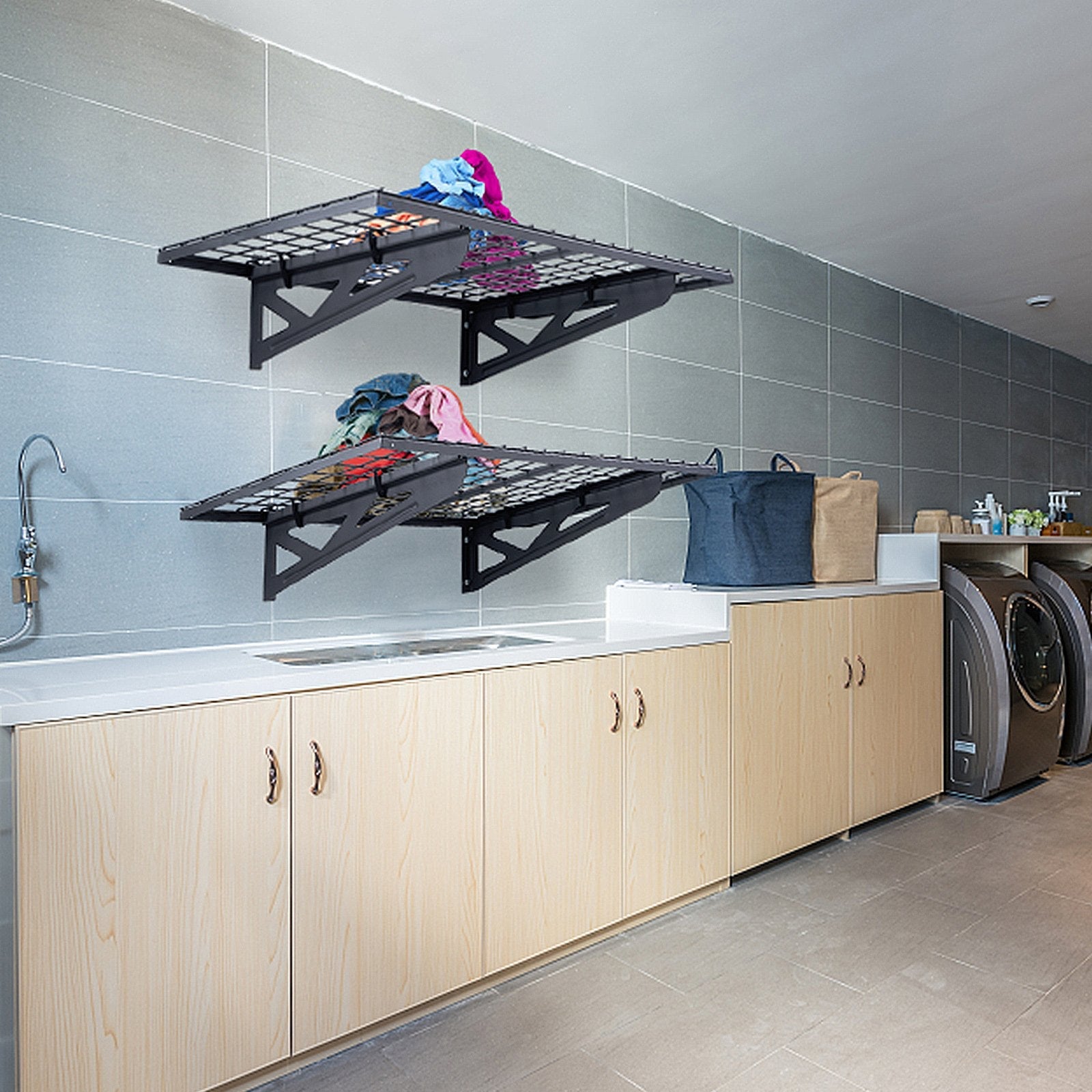 VEVOR Garage Storage Shelving, 2 Pack, 4 x 2 ft Heavy Duty Garage Shelves Wall Mounted, 502 lbs Load Capacity(Total) Garage Storage Rack Floating Shelves, Suitable for Shop, Shed, Garage Storage 