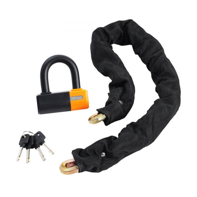 VEVOR Bike Chain Lock 3.28 Ft Bicycle Chain Lock with 4 Keys Metal Steel 14mm 