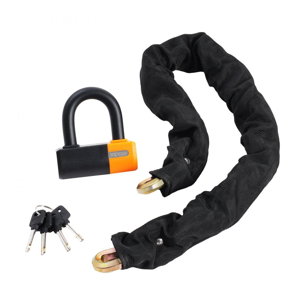 VEVOR Bike Chain Lock 3.28 Ft Bicycle Chain Lock with 4 Keys Metal Steel 14mm 