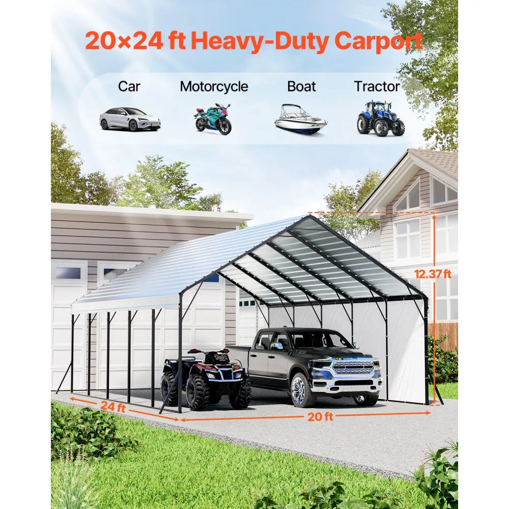 VEVOR Metal Carport 20 x 24 ft Outdoor Car Shelter Garage for Boats Heavy Duty