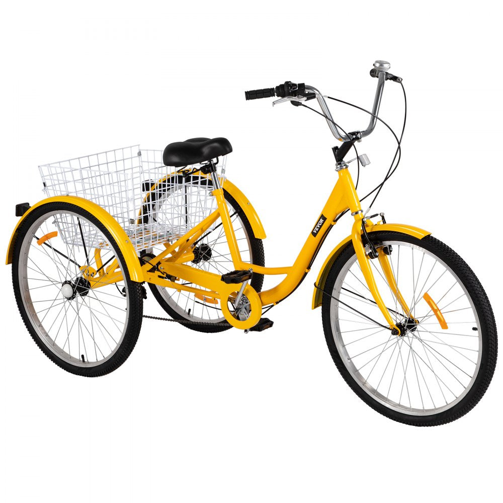 VEVOR Adult Tricycle 1 Speed 7 Speed Size Cruise Bike 20 Inch Adjustable Trike with Bell, Brake System Cruiser Bicycles Large Size Basket for Recreation Shopping Exercise 