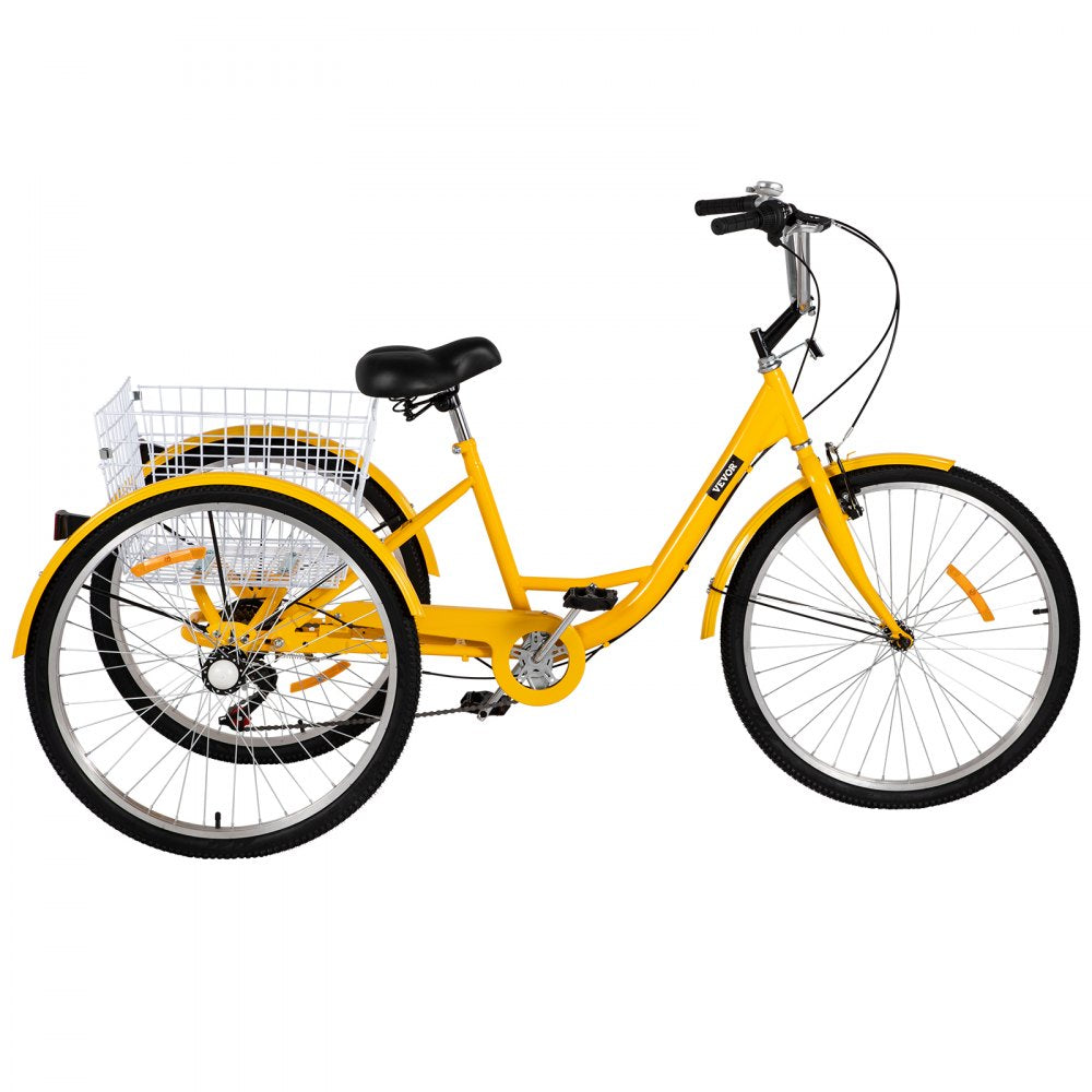 VEVOR Adult Tricycle 1 Speed 7 Speed Size Cruise Bike 20 Inch Adjustable Trike with Bell, Brake System Cruiser Bicycles Large Size Basket for Recreation Shopping Exercise 
