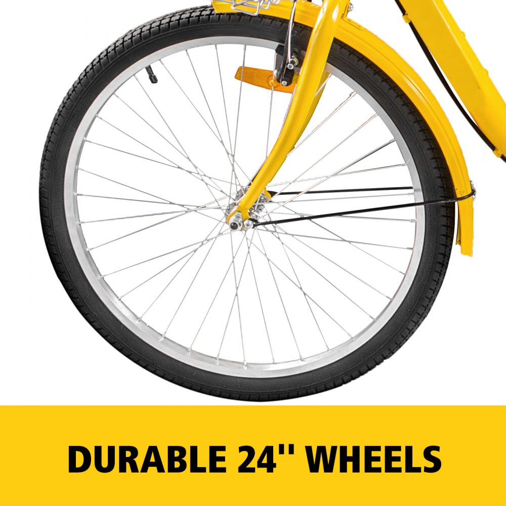 24" Adult Tricycle 3-Wheel 7 Speed Bicycle Trike Double Basket 330LBS Bike 