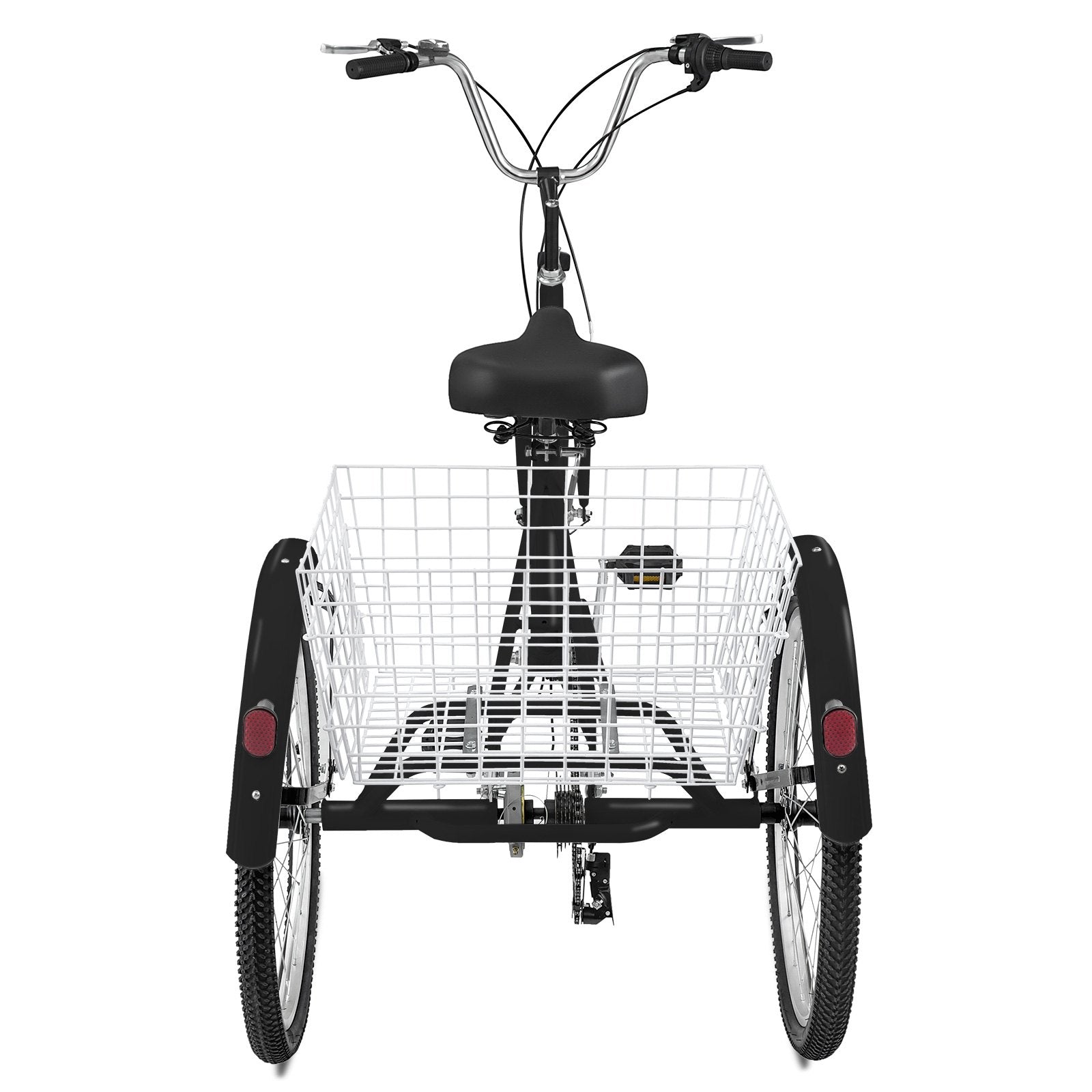 VEVOR Adult Tricycle Single Speed 7 Speed Three Wheel Bike Cruise Bike 24inch Seat Adjustable Trike with Bell, Brake System and Basket Cruiser Bicycles Size for Shopping 