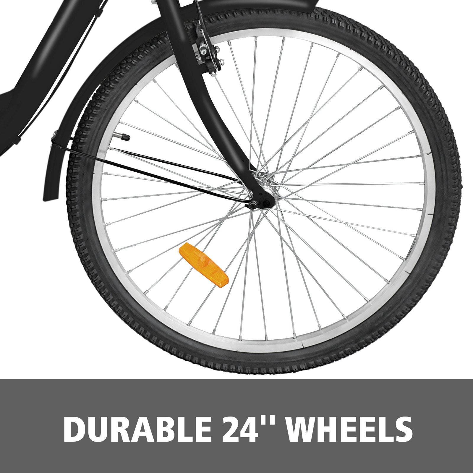 VEVOR Adult Tricycle Single Speed 7 Speed Three Wheel Bike Cruise Bike 24inch Seat Adjustable Trike with Bell, Brake System and Basket Cruiser Bicycles Size for Shopping 