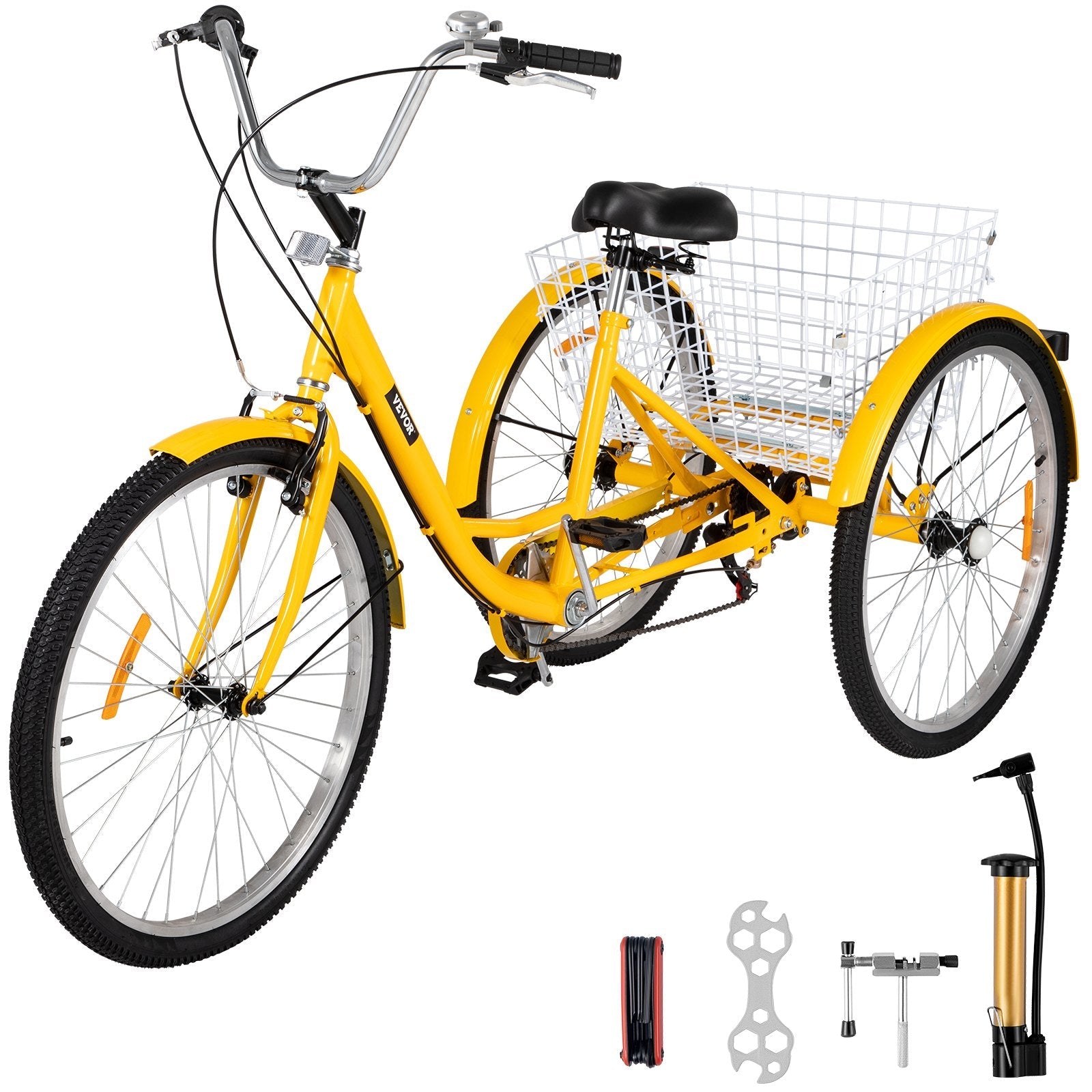 Adult Tricycle 26" 7-Speed 3-Wheel Trike Bicycle Bike Cruise w/ Basket Shooping 