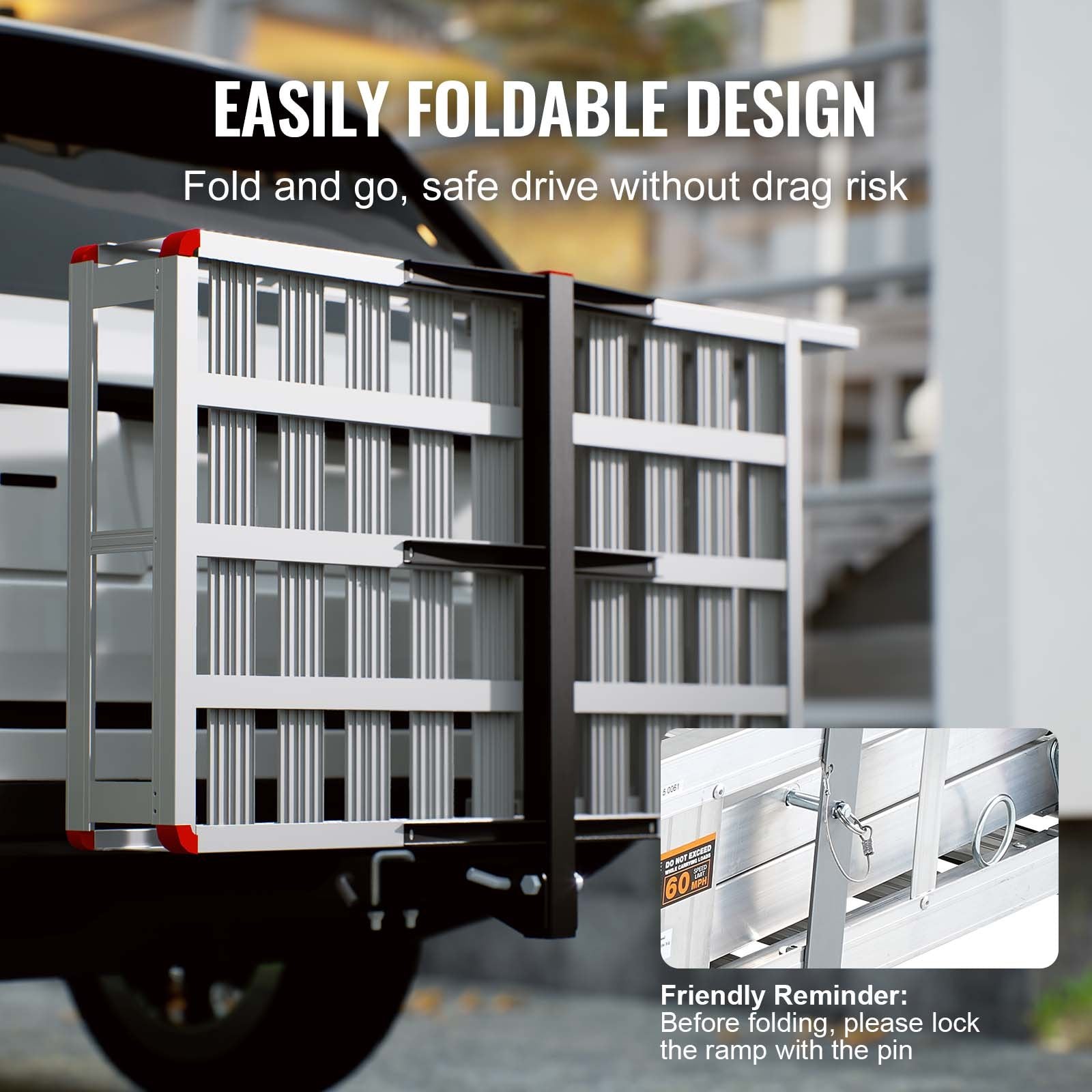 VEVOR Hitch Mount Wheelchair Carrier 47.2" x 27.6", 500LBS Mobility Scooter Carrier with Folding Ramp, Aluminum Trailer Hitch Rack Basket with Stabilizer, Straps, Fit 2" Hitch Receiver for SUV Van Car 