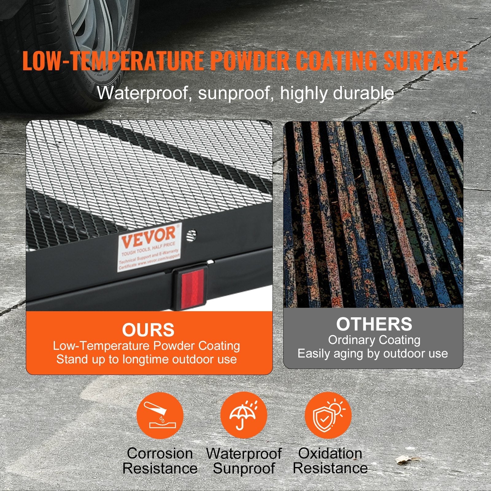 VEVOR Hitch Mount Wheelchair Carrier 45.3" x 25.6", 500LBS Mobility Scooter Carrier with Folding Ramp, Iron Trailer Hitch Rack Basket with Stabilizer, Straps, Fit 2" Hitch Receiver for SUV Van Car 