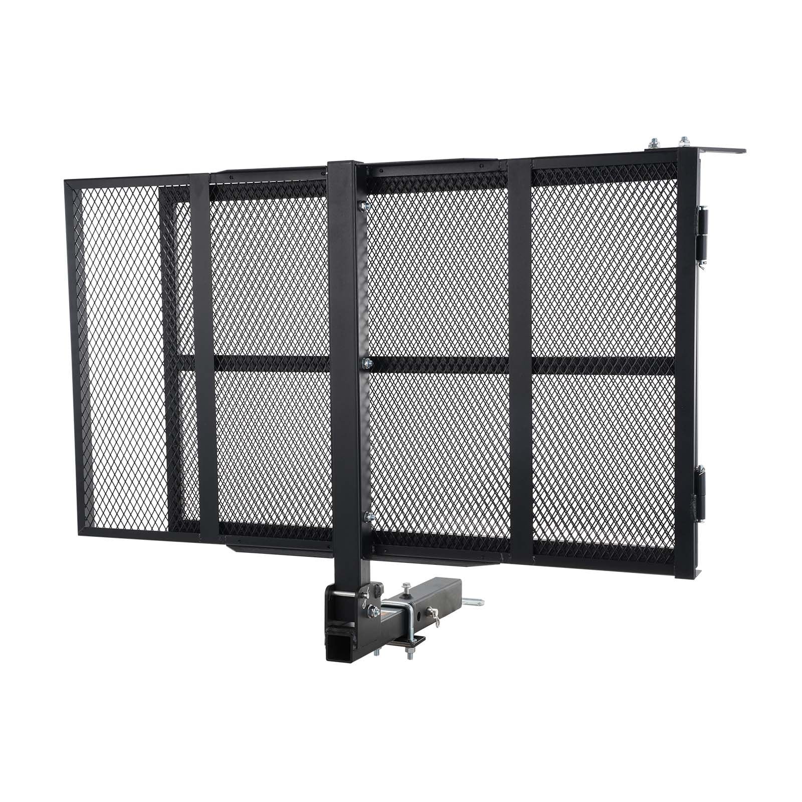 VEVOR Hitch Mount Wheelchair Carrier 45.3" x 25.6", 500LBS Mobility Scooter Carrier with Folding Ramp, Iron Trailer Hitch Rack Basket with Stabilizer, Straps, Fit 2" Hitch Receiver for SUV Van Car 