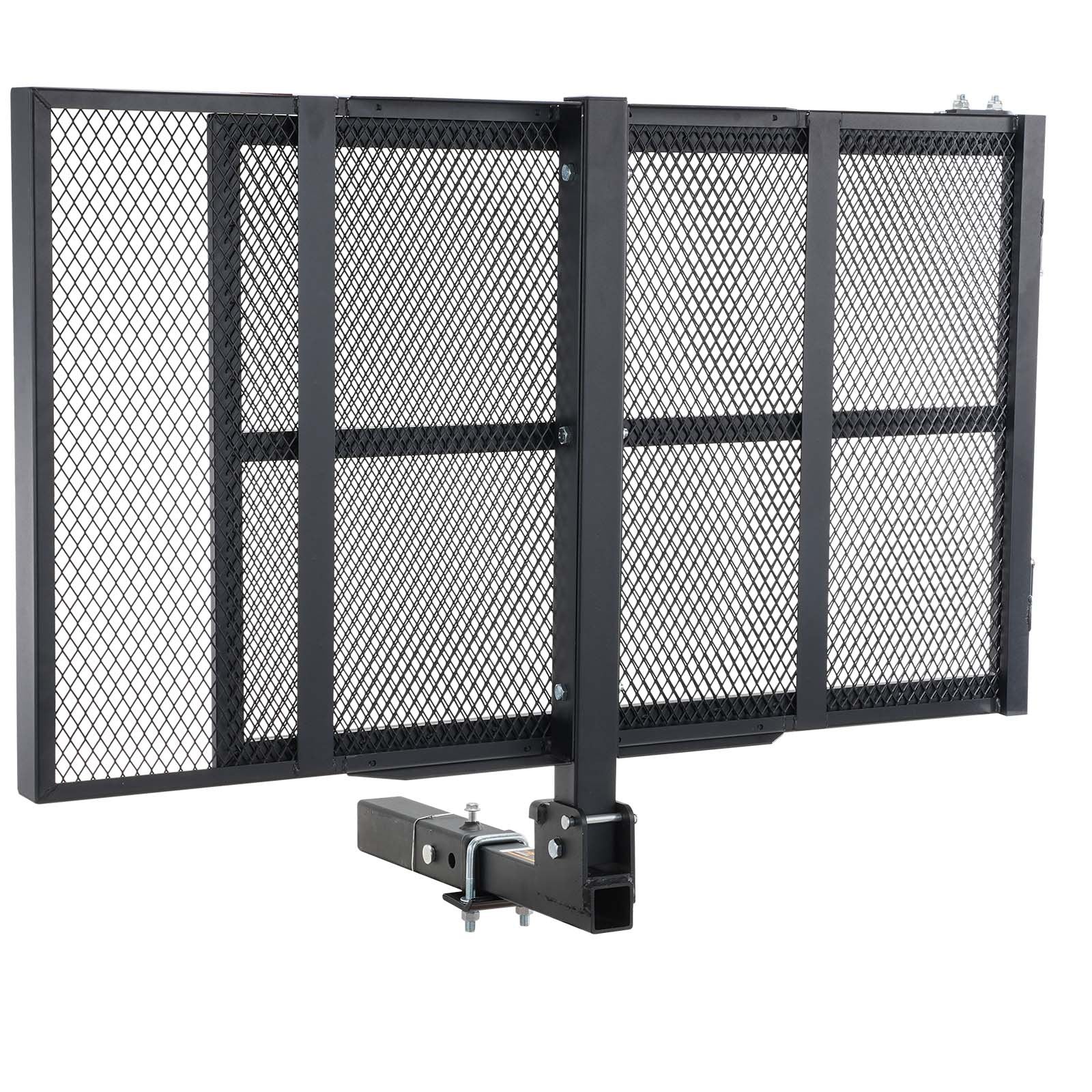 VEVOR Hitch Mount Wheelchair Carrier 45.3" x 25.6", 500LBS Mobility Scooter Carrier with Folding Ramp, Iron Trailer Hitch Rack Basket with Stabilizer, Straps, Fit 2" Hitch Receiver for SUV Van Car 