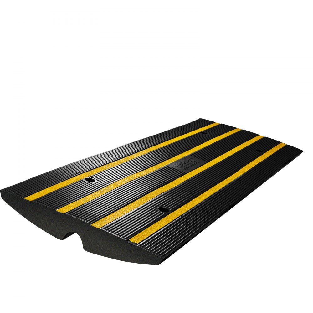 VEVOR Rubber Curb Ramp for Driveway 1 Pack, 15T Heavy Duty Sidewalk Curb Ramp, 2.6" Rise Height Cable Cover Curbside Bridge Ramp for Garage for Low Cars, Wheelchairs 
