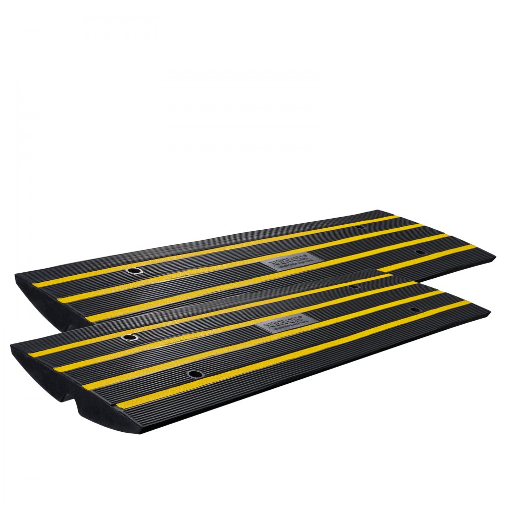 VEVOR Rubber Curb Ramp for Driveway 2 Pack, 15T Heavy Duty Sidewalk Curb Ramp, 2.6" Rise Height Cable Cover Curbside Bridge Ramp for Garage for Low Cars, Wheelchairs 