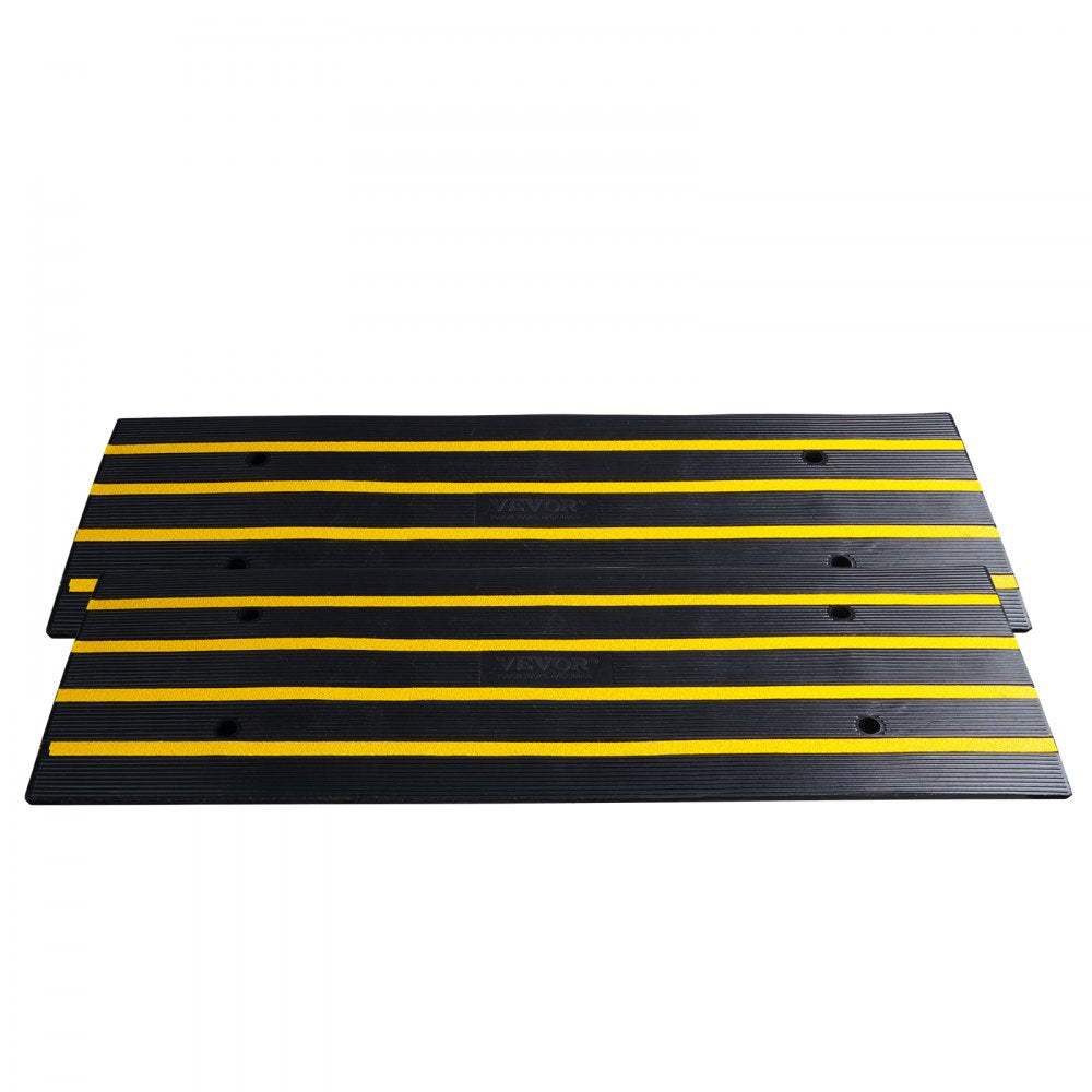 VEVOR Rubber Curb Ramp for Driveway 2 Pack, 15T Heavy Duty Sidewalk Curb Ramp, 2.6" Rise Height Cable Cover Curbside Bridge Ramp for Garage for Low Cars, Wheelchairs 