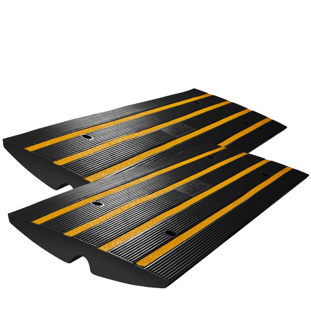 VEVOR Rubber Curb Ramp for Driveway 2 Pack, 15T Heavy Duty Sidewalk Curb Ramp, 2.6" Rise Height Cable Cover Curbside Bridge Ramp for Garage for Low Cars, Wheelchairs 