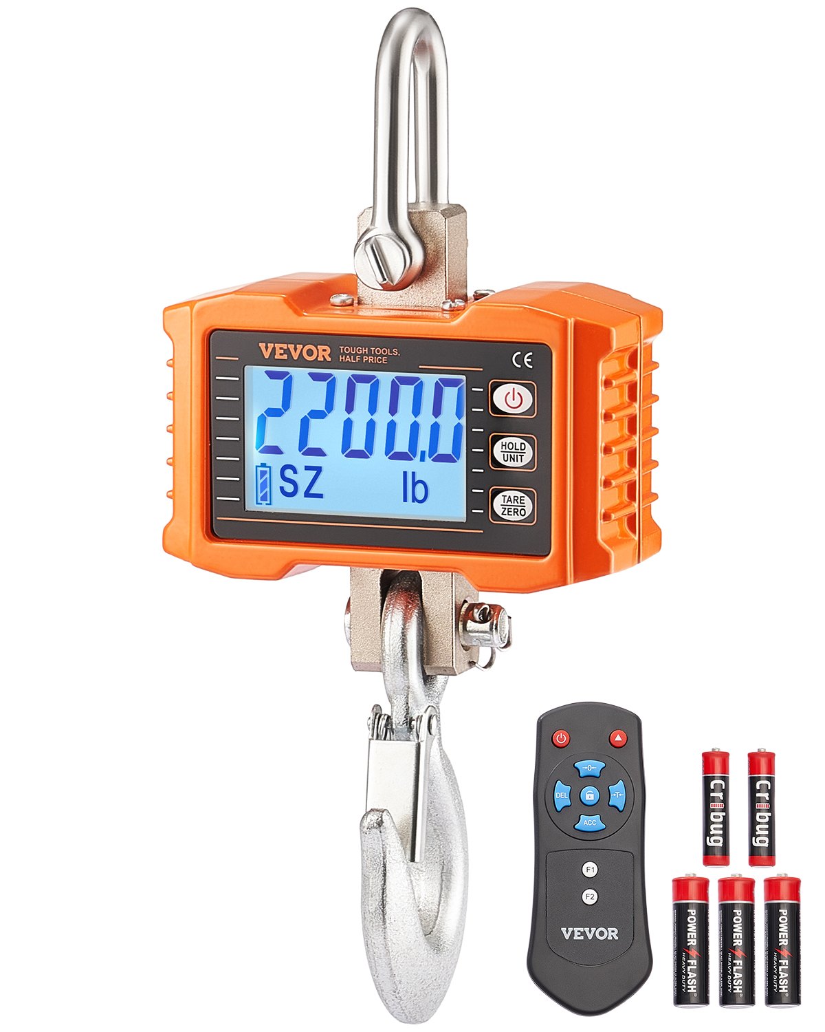 VEVOR Digital Crane Scale Industrial Hanging Scale 2200 lbs/1000 kg Heavy Duty 