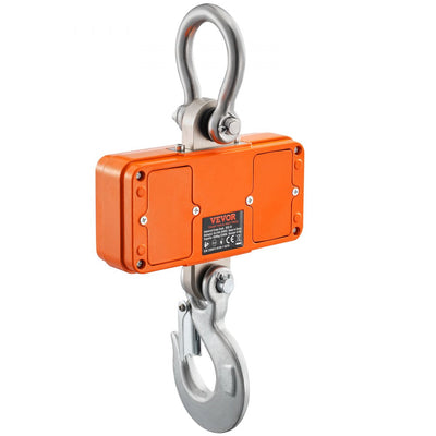 VEVOR Digital Crane Scale, 2200 lbs/1000 kg, Industrial Heavy Duty Hanging Scale with Remote Control, Cast Aluminum Case & LED Screen, High Precision for Construction, Factory, Farm, Hunting (Orange) 