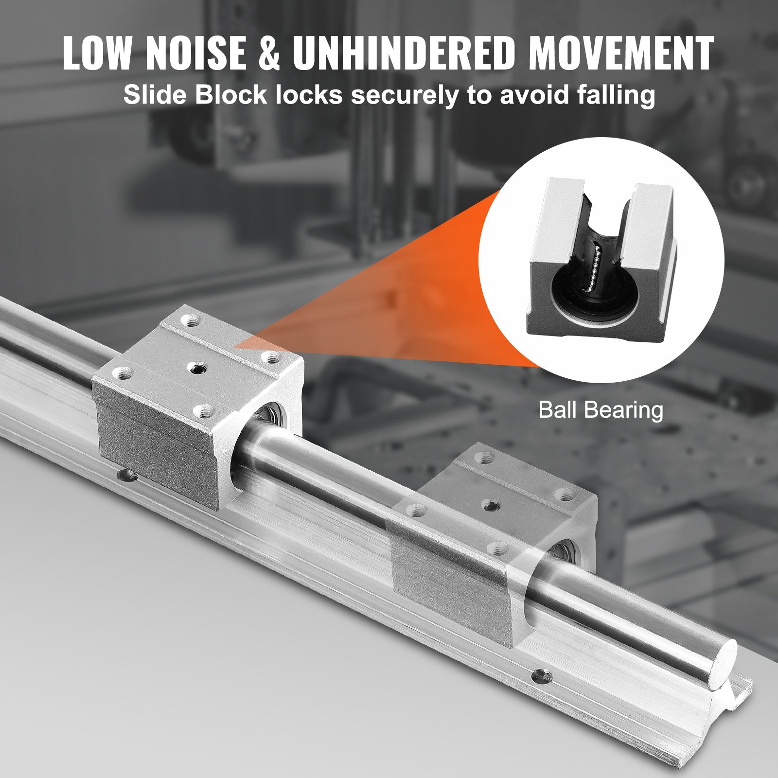 VEVOR Linear Guide Rail Set, SBR12 1000mm, 2 PCS 39.4 in/1000 mm SBR12 Guide Rails and 4 PCS SBR12UU Slide Blocks, Linear Rails and Bearings Kit for Automated Machines DIY Project CNC Router Machines 