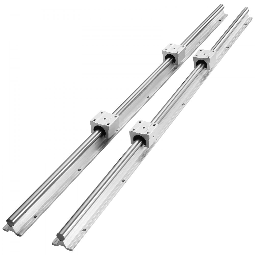 VEVOR Linear Guide Rail Set, SBR20 1000mm, 2 PCS 39.4 in/1000 mm SBR20 Guide Rails and 4 PCS SBR20UU Slide Blocks, Linear Rails and Bearings Kit for Automated Machines DIY Project CNC Router Machines 