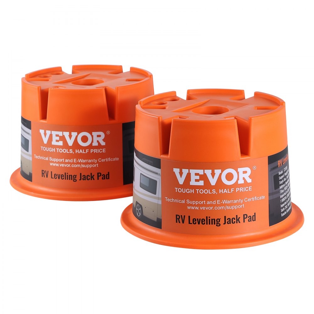 VEVOR Trailer Jack Block, 2000 lbs Capacity per RV Leveling Block, High-quality Polypropylene RV Camper Stabilizer Blocks, RV Travel Accessories Use for Any Tongue Jack, Post, Foot, 5th Wheels, 2-Pack 