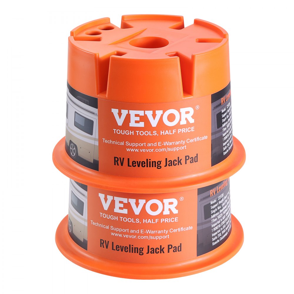 VEVOR Trailer Jack Block, 2000 lbs Capacity per RV Leveling Block, High-quality Polypropylene RV Camper Stabilizer Blocks, RV Travel Accessories Use for Any Tongue Jack, Post, Foot, 5th Wheels, 2-Pack 