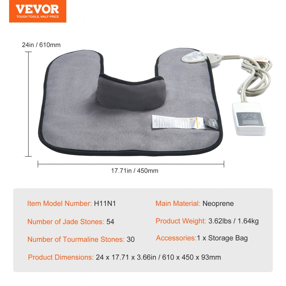 VEVOR Far Infrared Heating Pad 54 Natural Jade & 30 Tourmaline Stone Heating Pad 