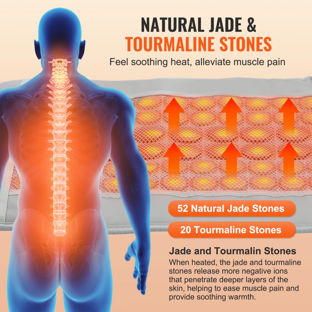 VEVOR Far Infrared Heating Pad 52 Natural Jade & 20 Tourmaline Stone Heating Pad 