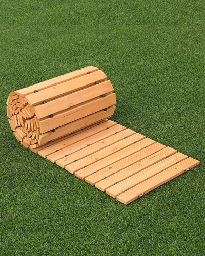 VEVOR 12 ft L x 17 in W Straight Wooden Garden Pathway Roll Out Garden Walkway 