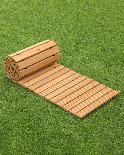 VEVOR 8 ft L x 17 in W Straight Wooden Garden Pathway Roll Out Garden Walkway 