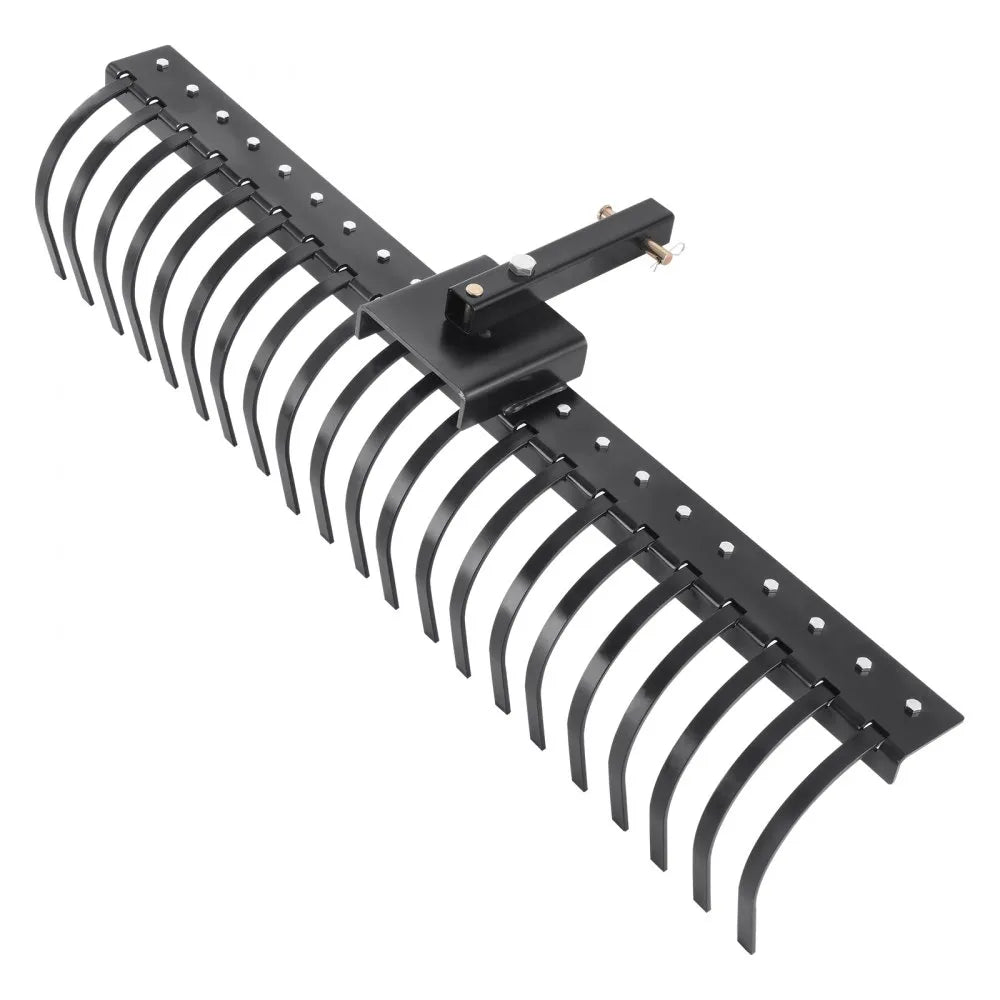 VEVOR Tow Behind Landscape Rake, 60" Tow Dethatcher with 21 Steel Coil Tines, Lawn Dethatcher Rake Attaches to 48" or 60" Toolbars and 3-point Suspension Systems, for Leaves, Pine Needles, and Grass