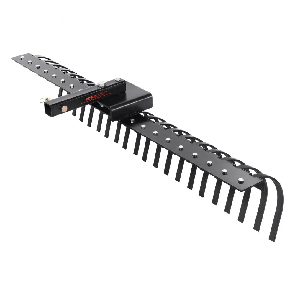 VEVOR Tow Behind Landscape Rake, 60" Tow Dethatcher with 21 Steel Coil Tines, Lawn Dethatcher Rake Attaches to 48" or 60" Toolbars and 3-point Suspension Systems, for Leaves, Pine Needles, and Grass