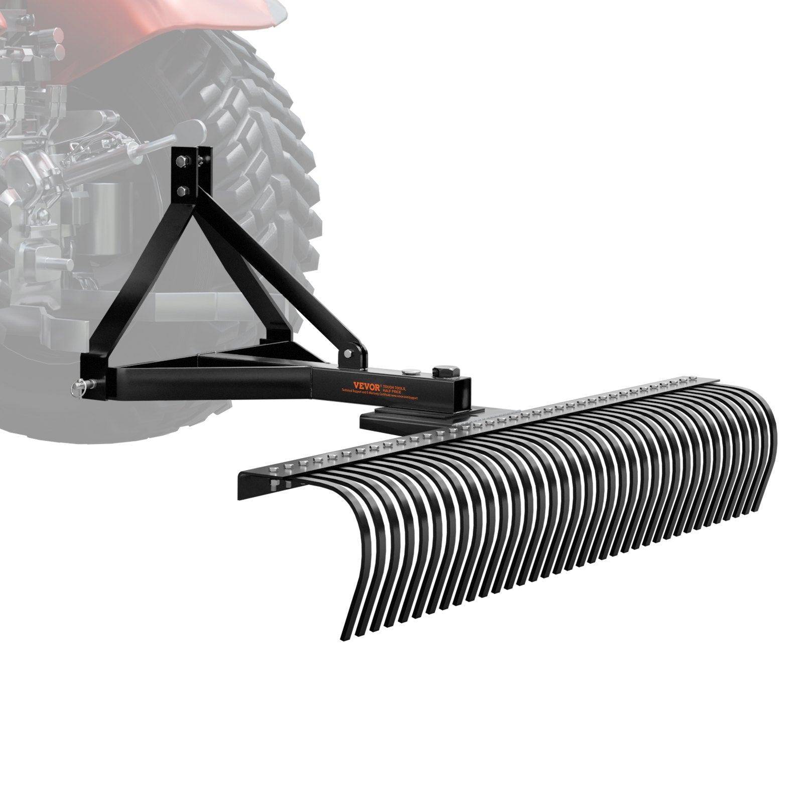 VEVOR Tow Behind Dethatcher, 72-inch Tow Dethatcher with 36 Steel Tines, 3-Point Lawn Dethatcher Rake with Attachments for Tractor, Landscape Rake for Garden, Farm, Grass 