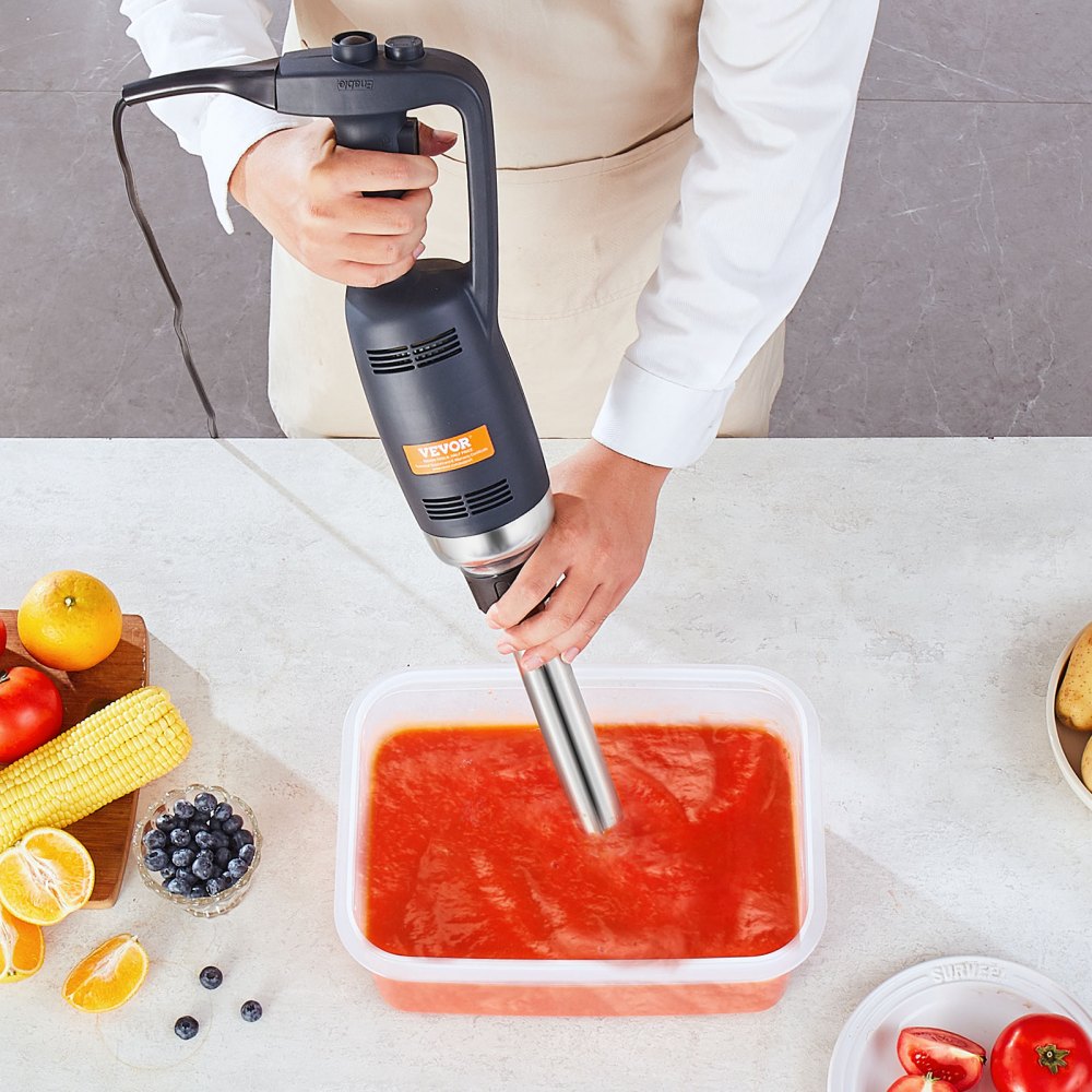 VEVOR Commercial Immersion Blender, 350W Heavy Duty Hand Mixer, 12 inch Stepless Variable Speed Mixer with Stainless Steel Blade, Multi-Purpose Portable Mixer for Soup, Sauces, Mashed Potatoes, Cream 