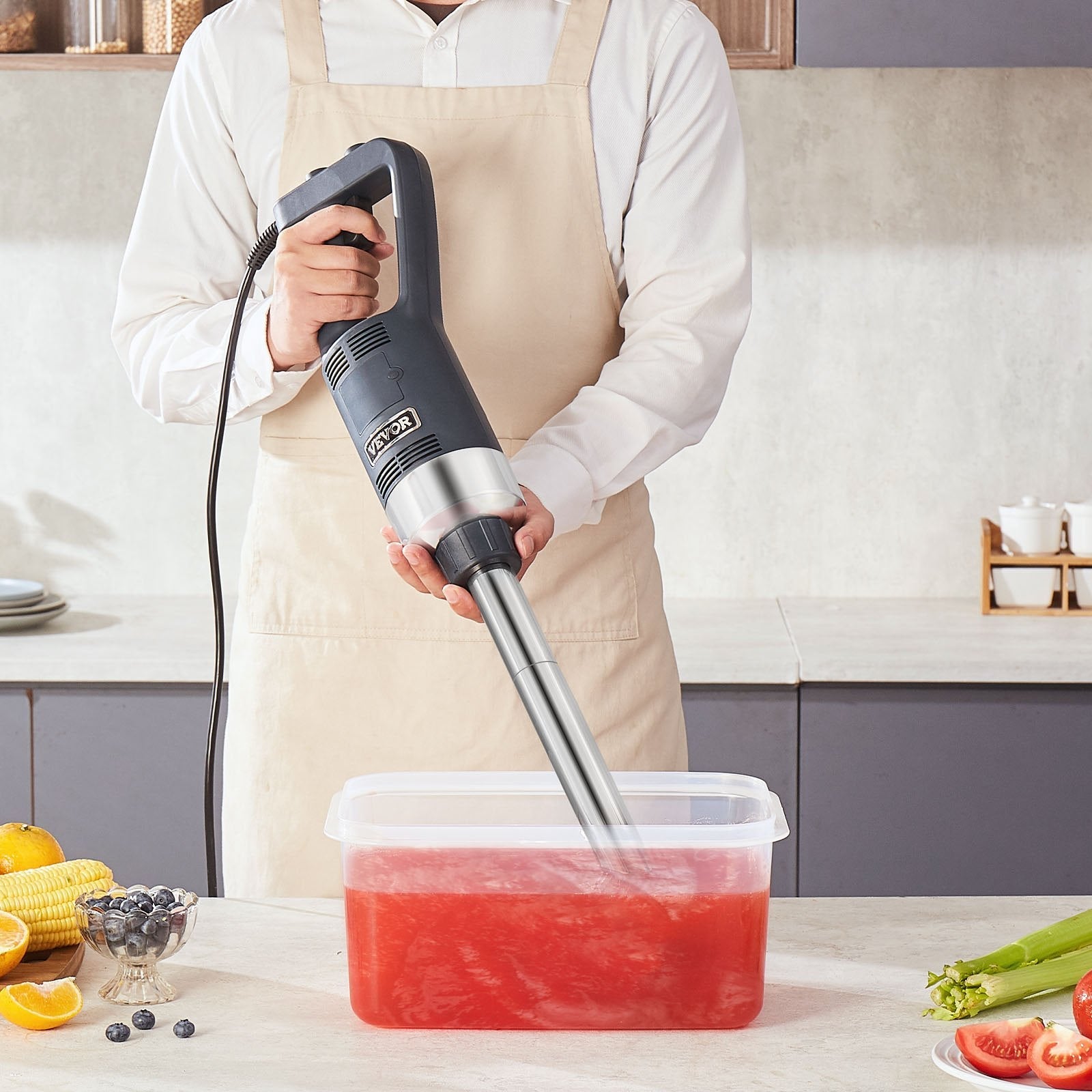 VEVOR Commercial Immersion Blender 500W Heavy Duty Hand Mixer for Soup Sauces 