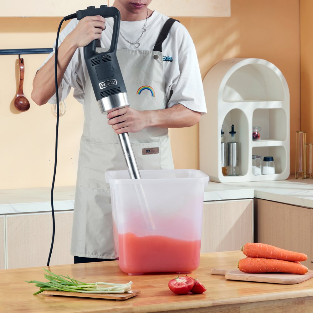 VEVOR Commercial Immersion Blender, 500 Watt Heavy Duty Hand Mixer, Variable Speed Kitchen Stick Mixer with 304 Stainless Steel Blade, Multi-Purpose Portable Mixer for Soup, Smoothie, Puree, Baby Food 